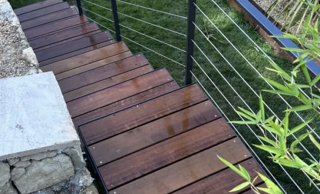 Fabrication et pose d'une pergola et d'un escalier extérieur sur la commune de Fuveau, Saint-Maximin-la-Sainte-Baume, Atelier Bois d'Acier