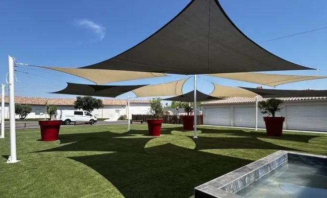 Conception et création d'un espace d'ombrage de 250 m2, Saint-Maximin-la-Sainte-Baume, Atelier Bois d'Acier